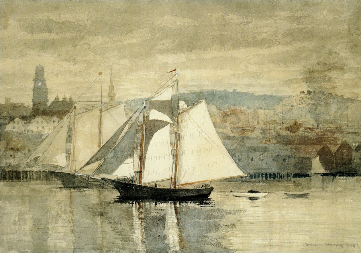 Twee Zeilboten door Winslow Homer