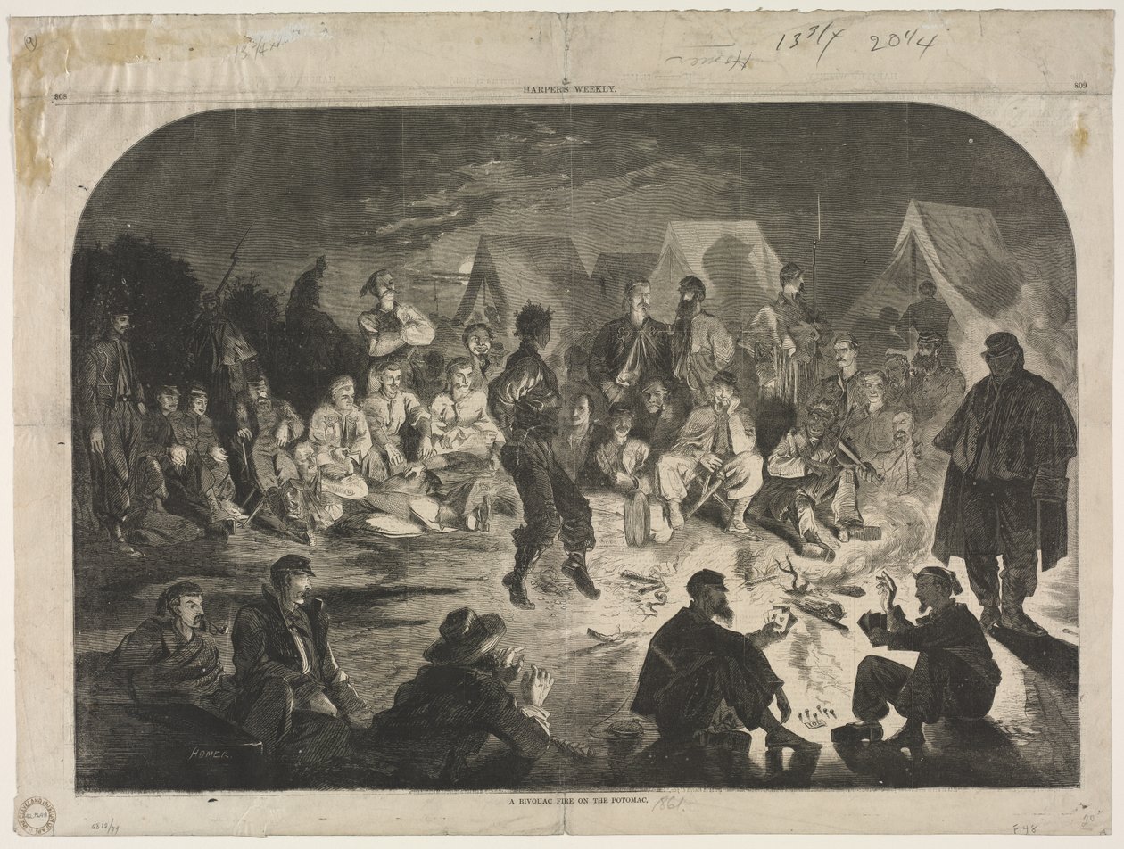 Een Bivakvuur aan de Potomac, 1861 door Winslow Homer