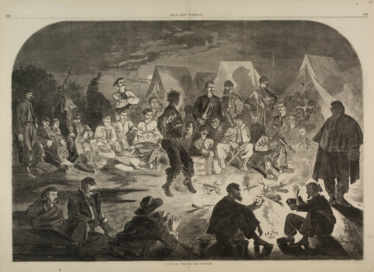 Een bivakvuur aan de Potomac, uit Harper