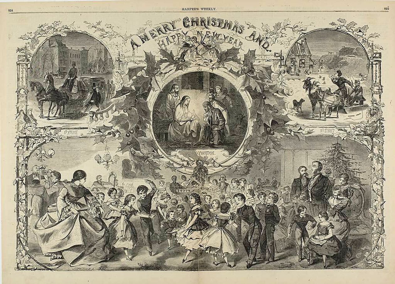 Vrolijk kerstfeest en een gelukkig nieuwjaar door Winslow Homer