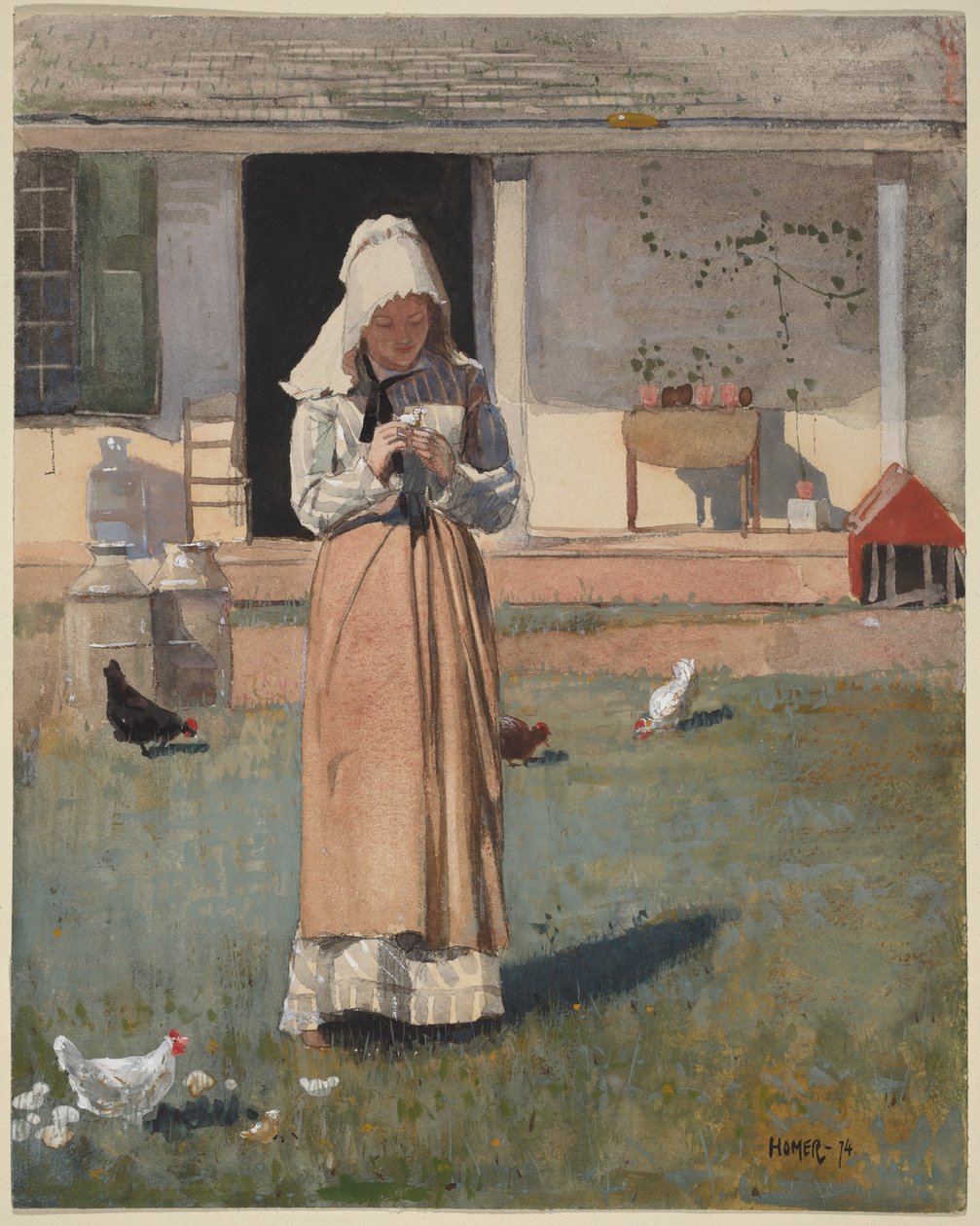 Een zieke kip door Winslow Homer