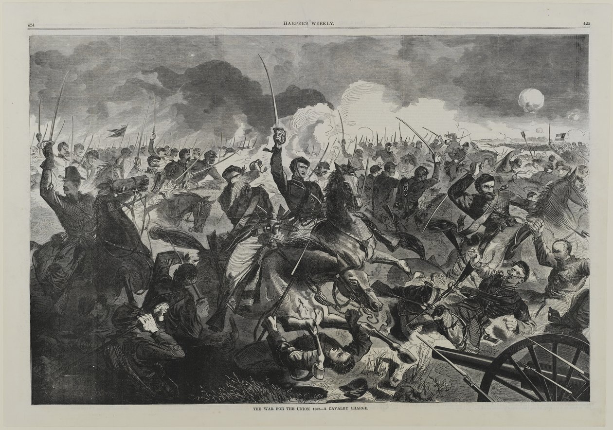 Een Oorlog voor de Unie 1862 - Een Cavalerieaanval door Winslow Homer