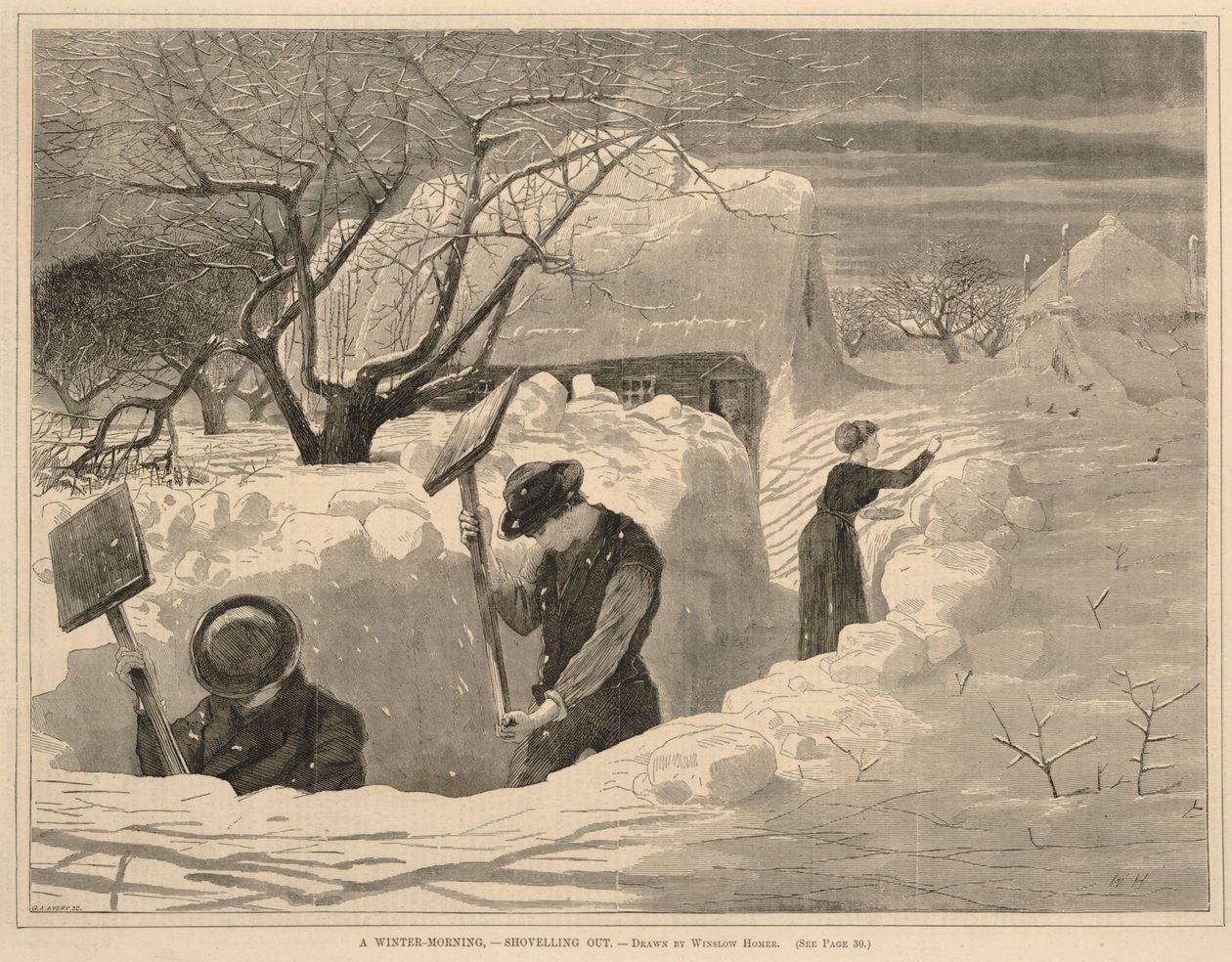 Een winterochtend - Op stap, uit Elke zaterdag, 14 januari 1871 door Winslow Homer