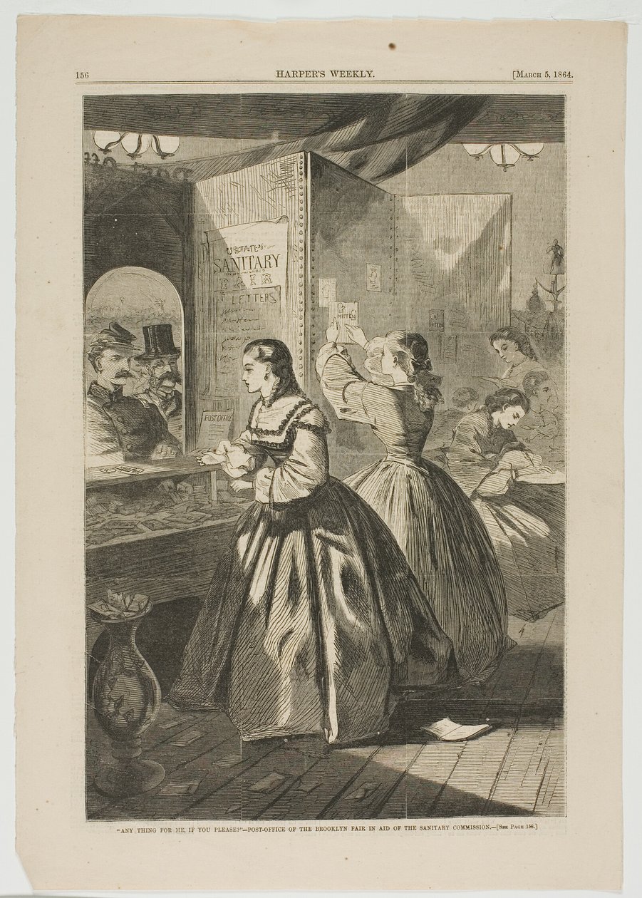 "Iets voor mij, alstublieft" - Postkantoor van de Brooklyn Fair ter ondersteuning van de Sanitaire Commissie door Winslow Homer