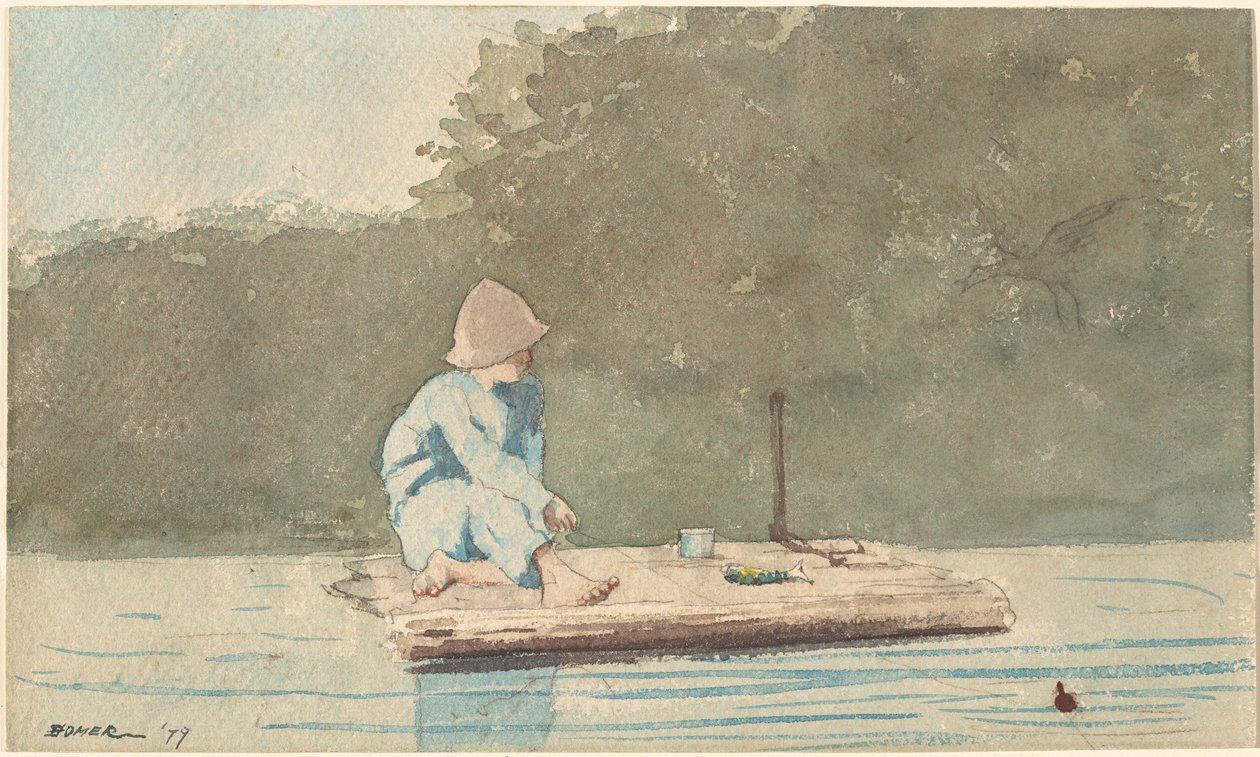 Jongen op een vlot door Winslow Homer