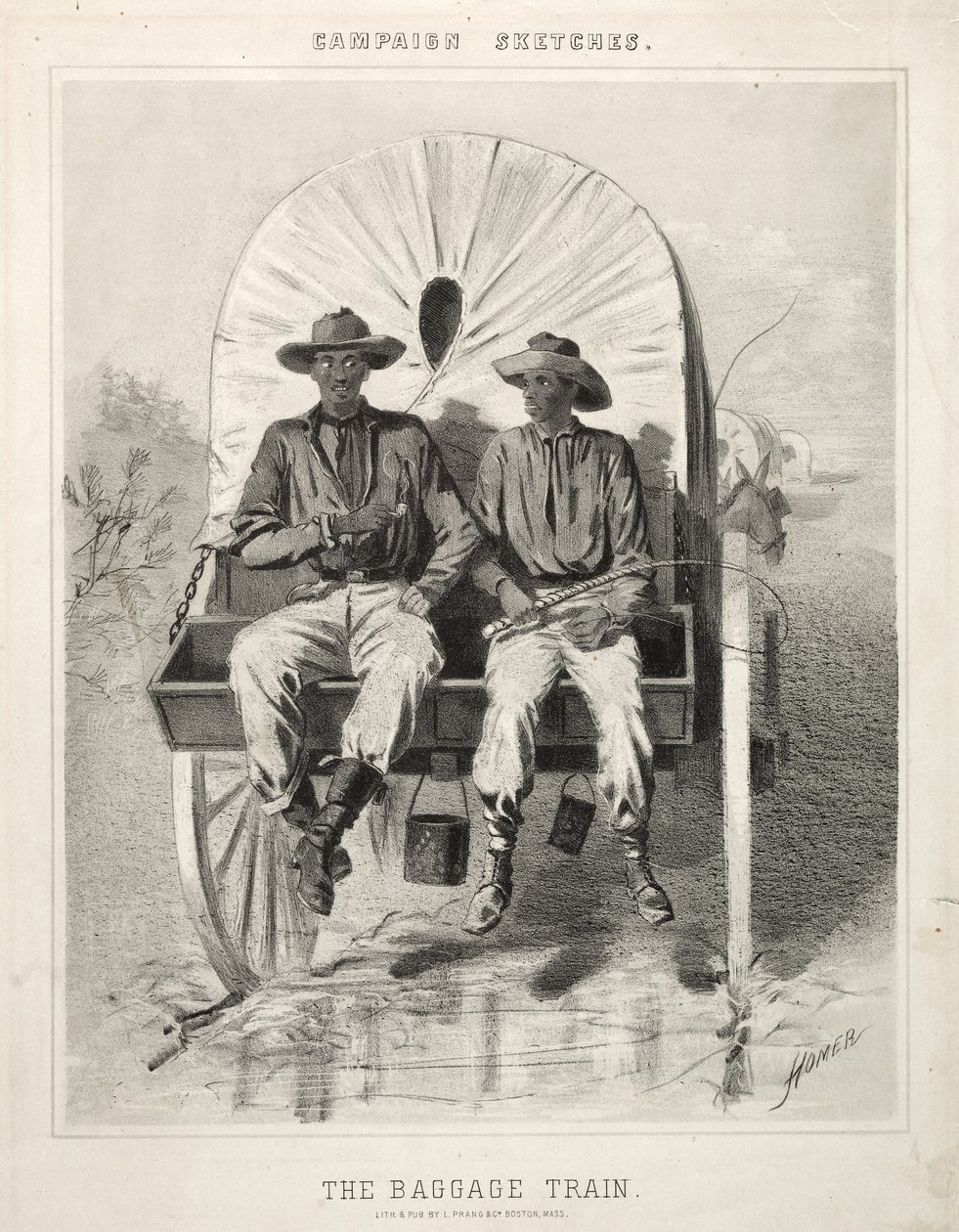 Campagneschetsen:  De bevoorradingskonvooi door Winslow Homer