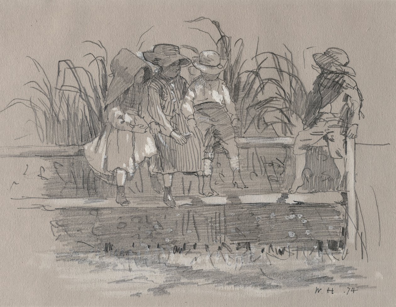Kinderen Zittend op een Hek door Winslow Homer