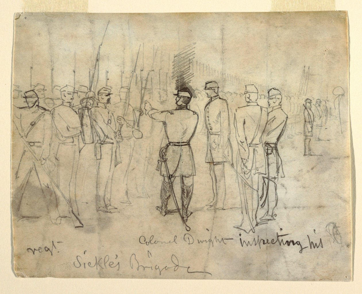 Tekening
Tekening, Kolonel William Dwight, Jr. Inspectie van zijn regiment, 1862 door Winslow Homer