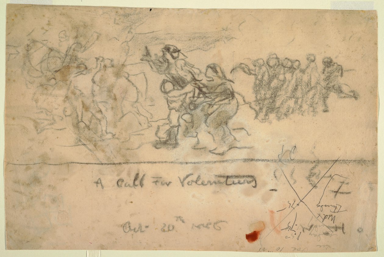 Tekening, Een oproep voor vrijwilligers, 20 oktober 1886 door Winslow Homer
