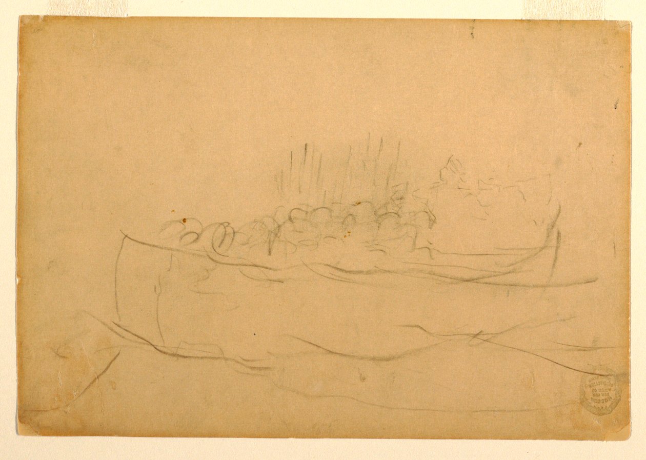 Tekening, Een sloep vol mannen, 1881-82 door Winslow Homer