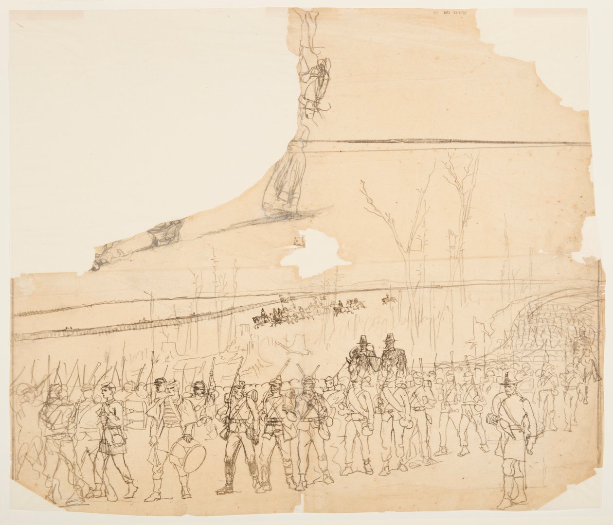 Tekening, Een infanteriecolonne op mars, 1862 door Winslow Homer