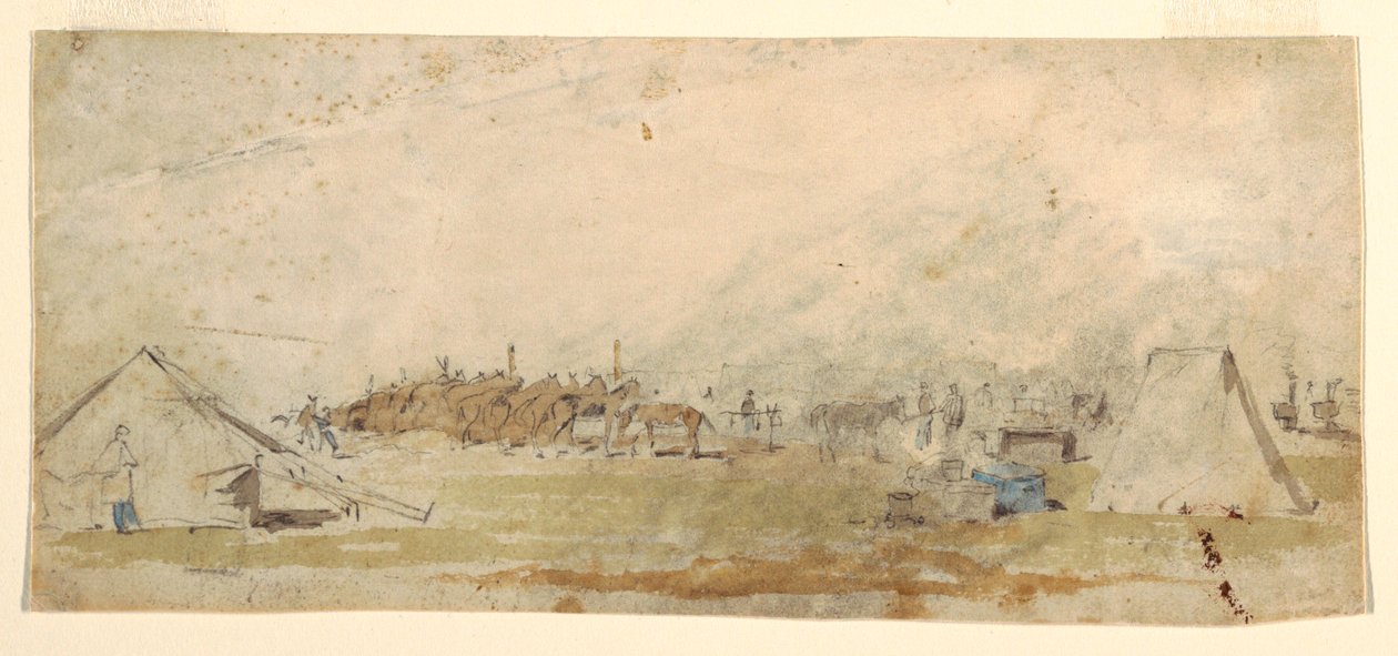 Tekening, legerkampement, 1862 door Winslow Homer