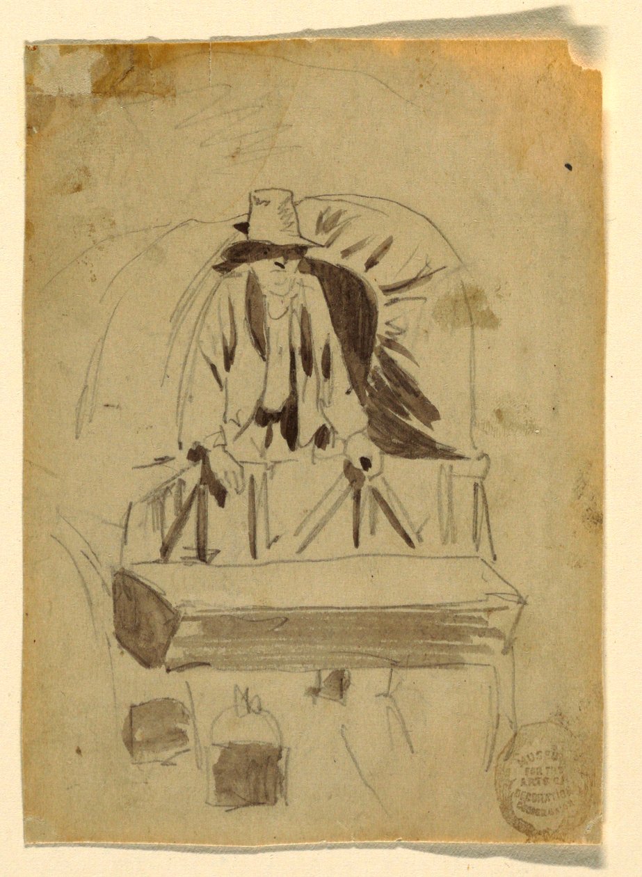 Tekening, achterkant van een legerwagen, 1862 door Winslow Homer
