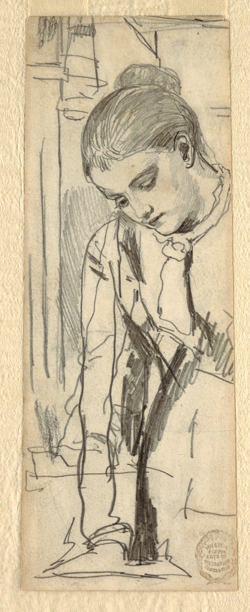 Tekening, Figuur van een vrouw, 1870-80 door Winslow Homer