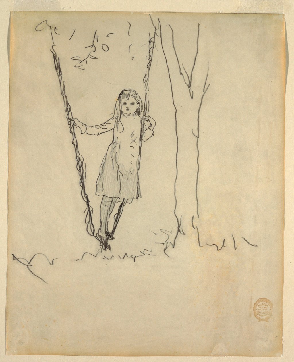 Tekening, Meisje in een schommel, 1879 door Winslow Homer
