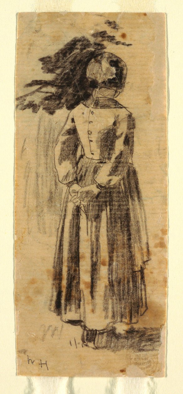 Tekening, Meisje, ca. 1874 door Winslow Homer