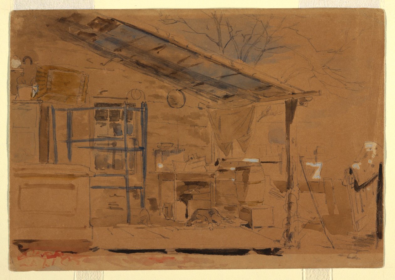 Tekening, Huis met veranda, ca. 1858-60 door Winslow Homer