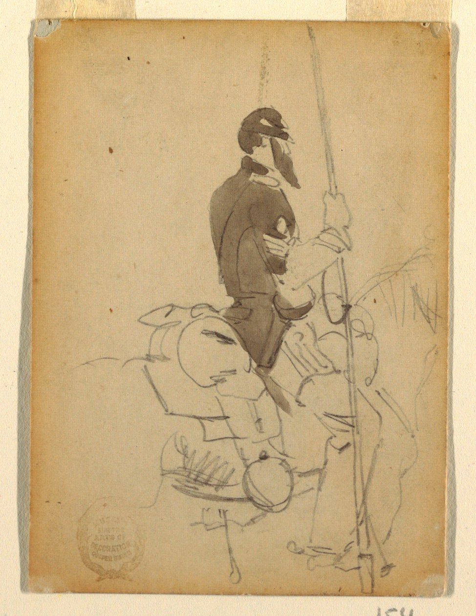 Tekening, bereden cavalerist, 1862 door Winslow Homer