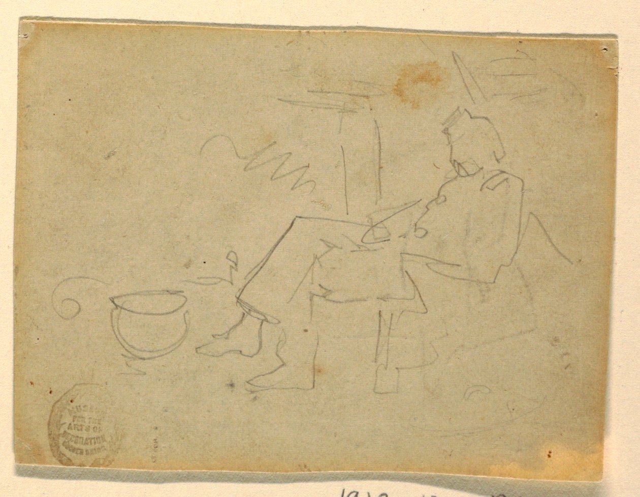 Tekening, Zittende soldaat, 1862 door Winslow Homer
