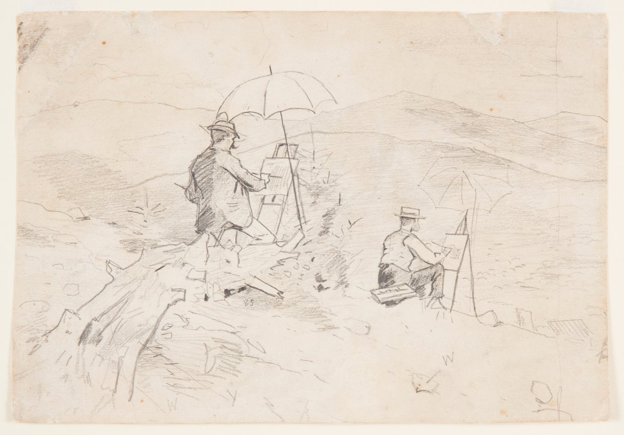 Tekening, Studie voor "Artists Sketching in the White Mountains" en "The Artist in the Country", 1868 door Winslow Homer