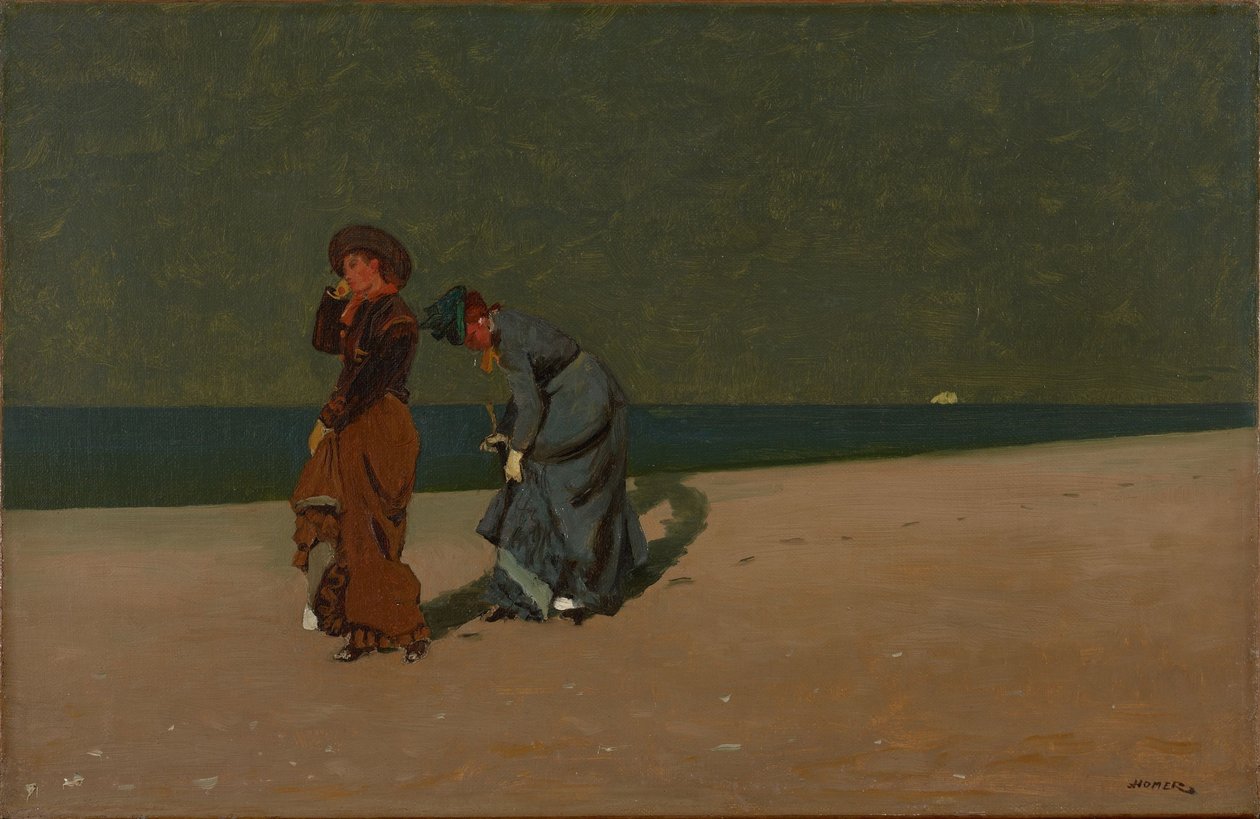 Avond op het strand door Winslow Homer
