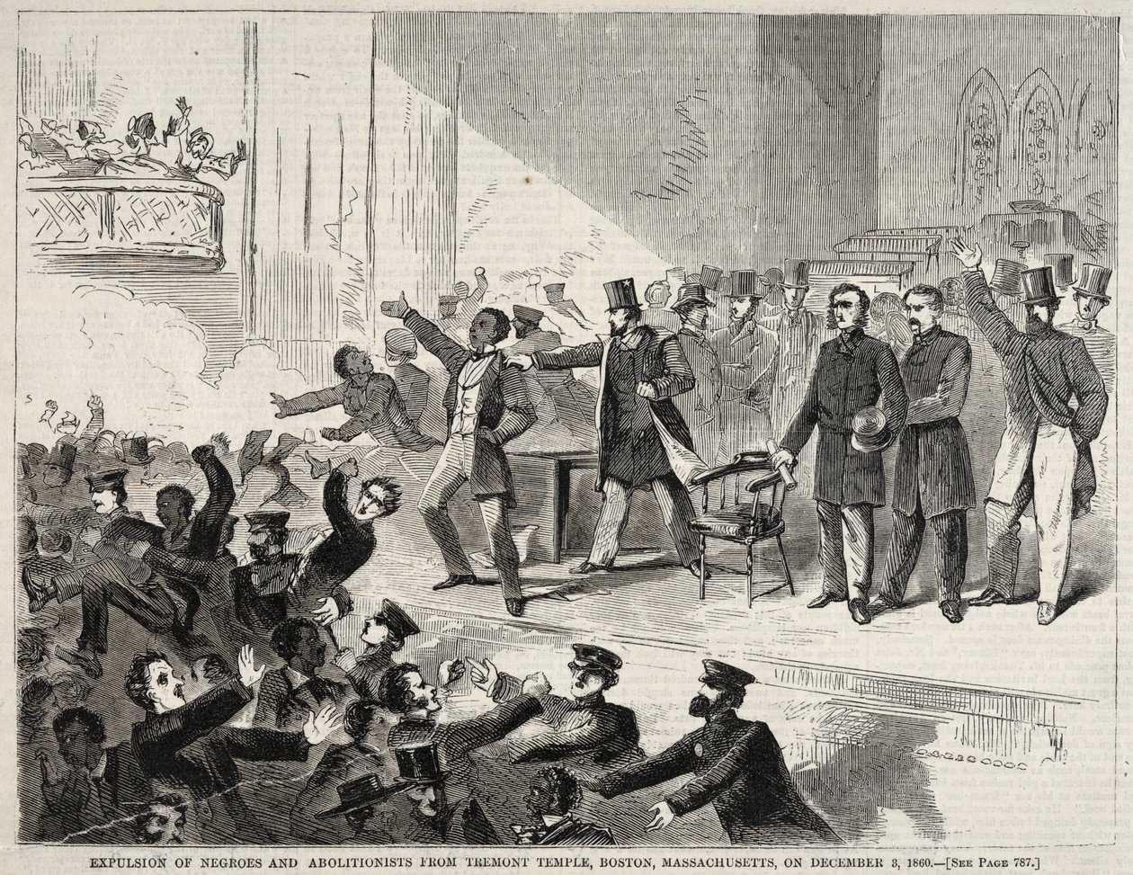 Uitzetting van negers en abolitionisten uit Tremont Temple, Boston, Massachusetts, op 3 december 1860 door Winslow Homer