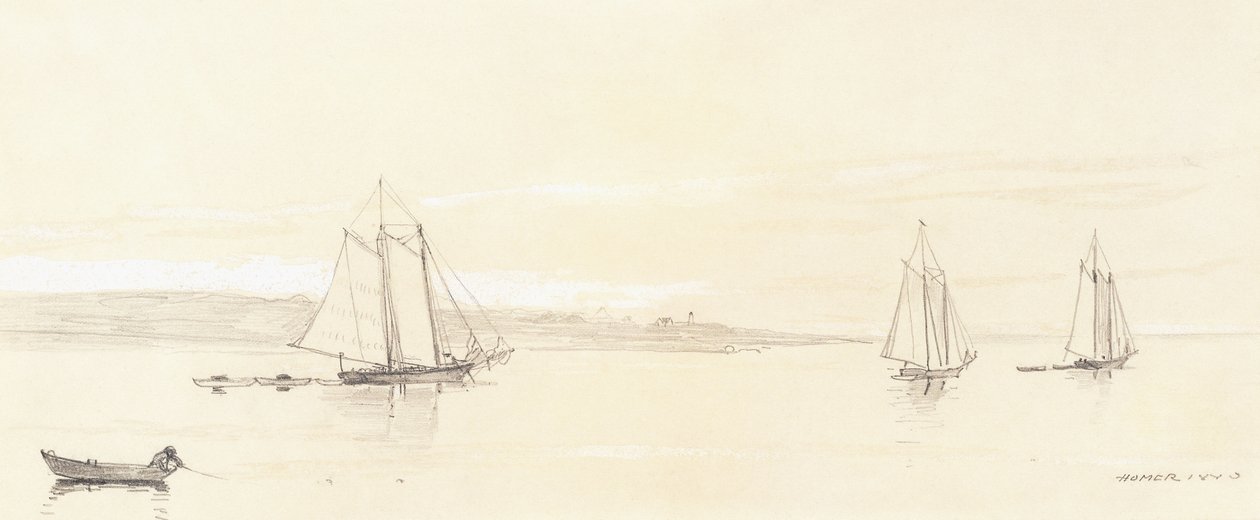 Vissersvloot in Gloucester door Winslow Homer