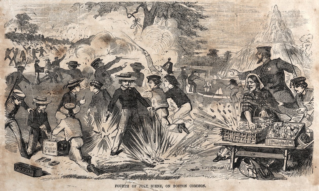 Vierde juli scène, op Boston Common, 1859 door Winslow Homer