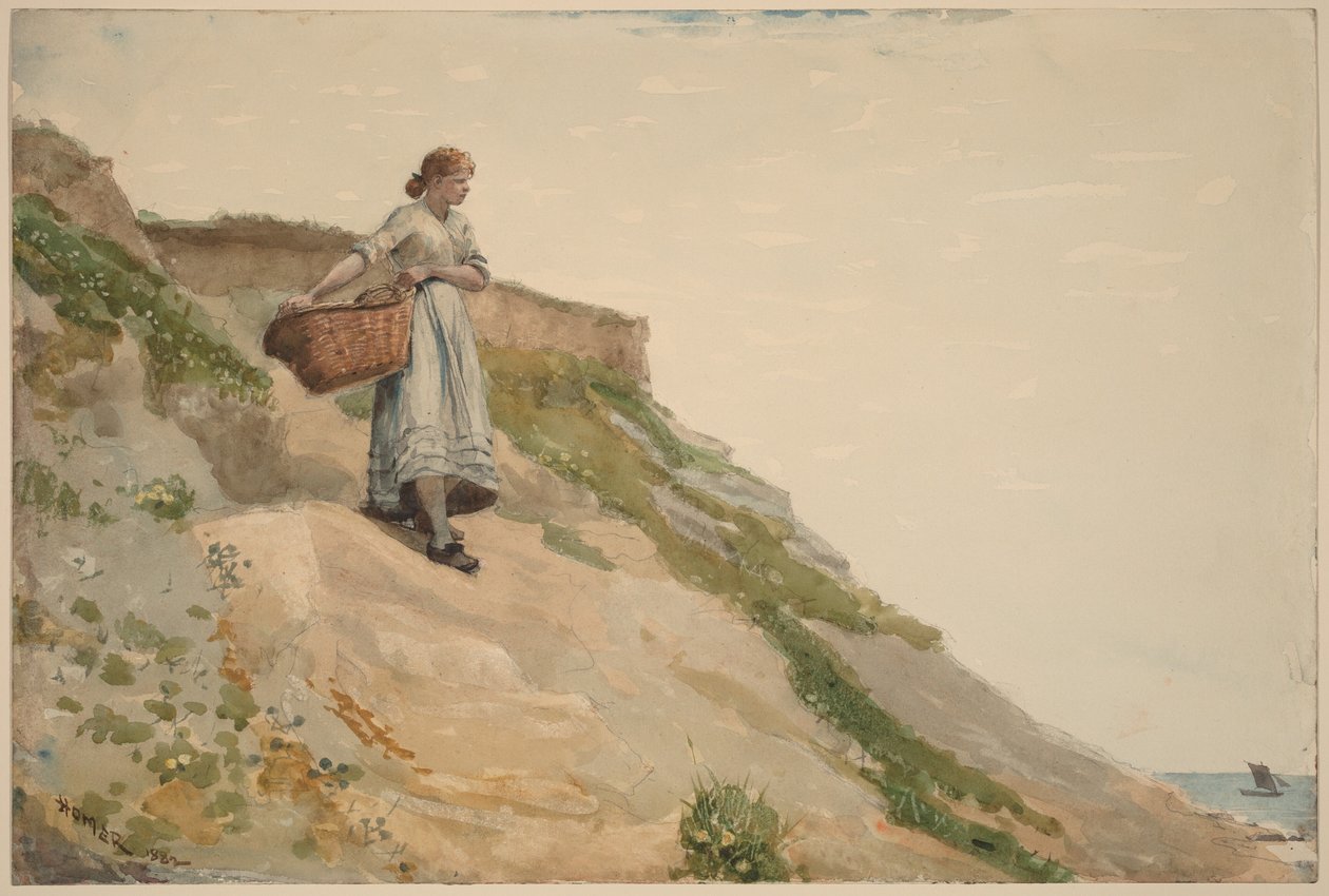 Meisje met een mand door Winslow Homer