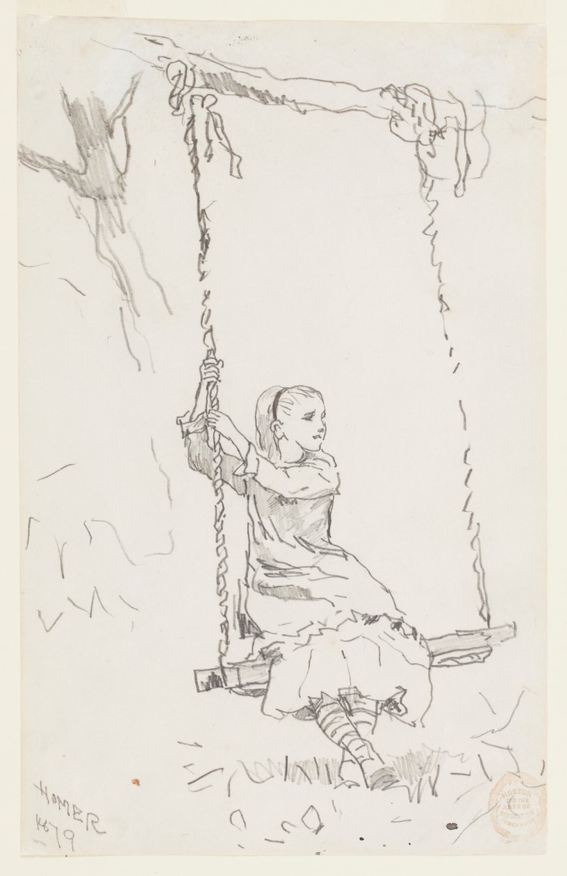 Meisje op een Schommel door Winslow Homer