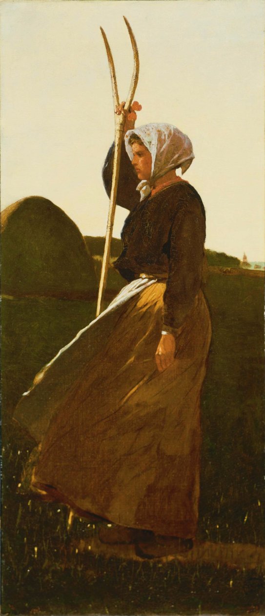 Meisje met hooivork door Winslow Homer
