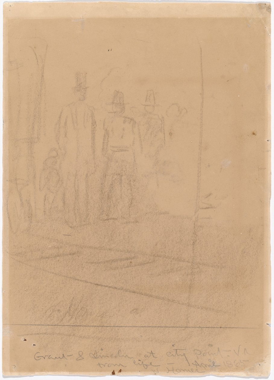 Grant en Lincoln in City Point, Virginia (recto) door Winslow Homer