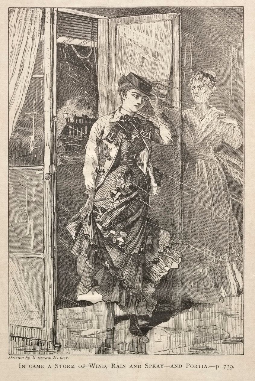 Er kwam een storm van wind, regen en nevel - en Portia door Winslow Homer