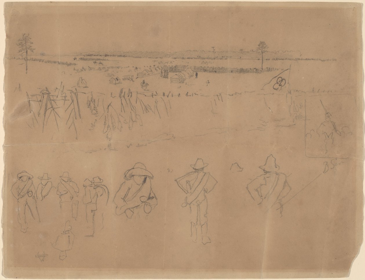 Opstellingen en Loopgraven [recto] door Winslow Homer