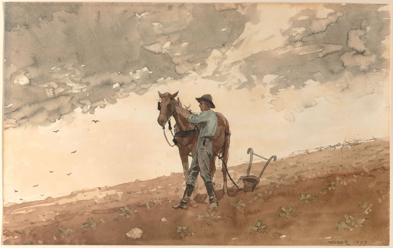 Man met ploegpaard door Winslow Homer