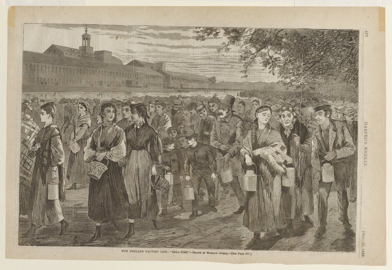 Het fabrieksleven in New England – De bel gaat door Winslow Homer
