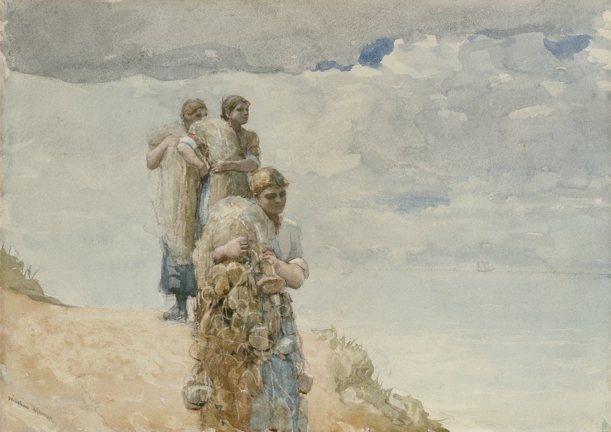 Op de klif, Cullercoats door Winslow Homer