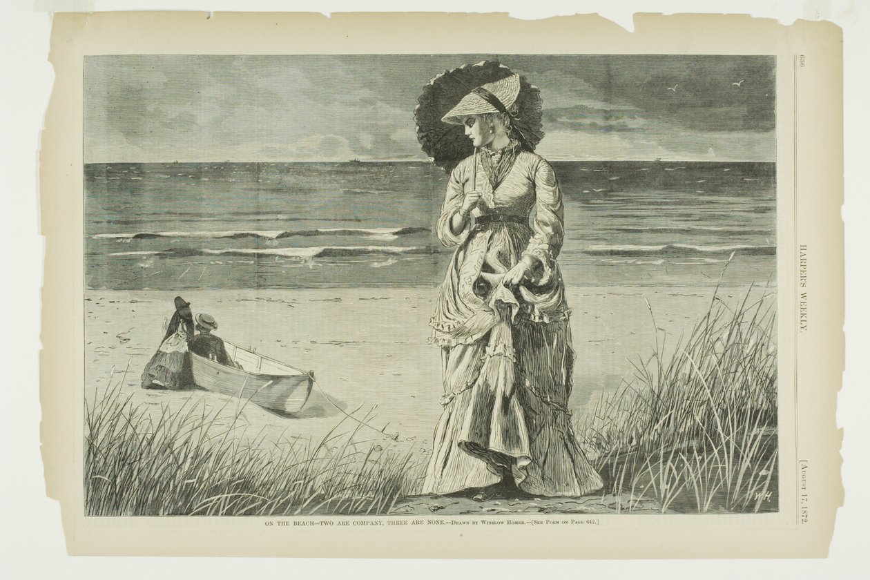 Op het strand - Twee zijn gezelschap, drie zijn niemand door Winslow Homer