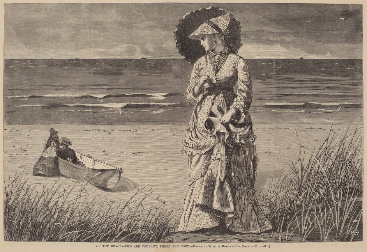 Op het strand - Twee is gezelschap, drie is teveel, gepubliceerd 1872 door Winslow Homer