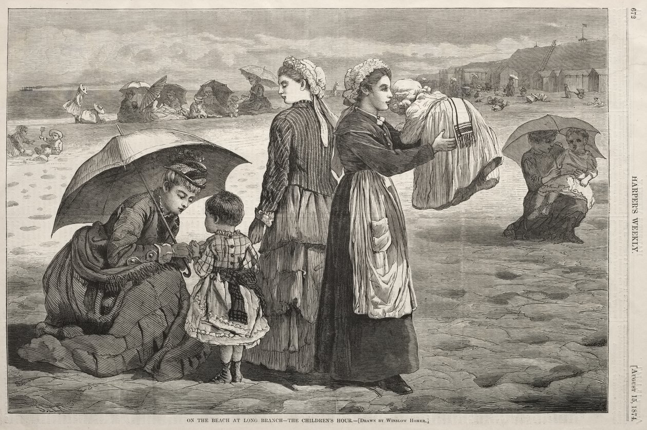 Op het strand van Long Branch – Het uur van de kinderen door Winslow Homer