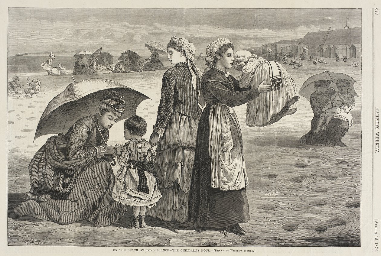 Op het strand van Long Branch – Het uur van de kinderen door Winslow Homer