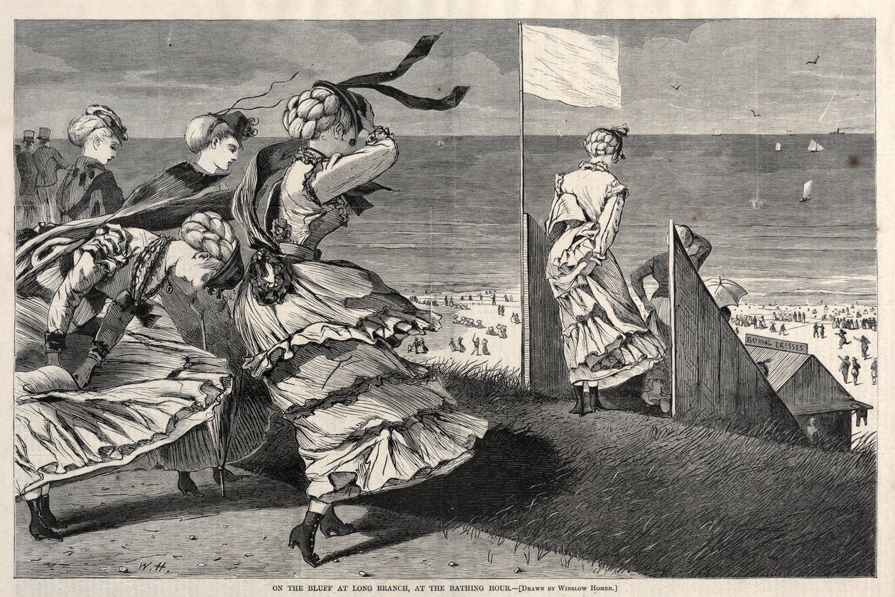 Op de klif bij Long Branch, tijdens het baduur door Winslow Homer