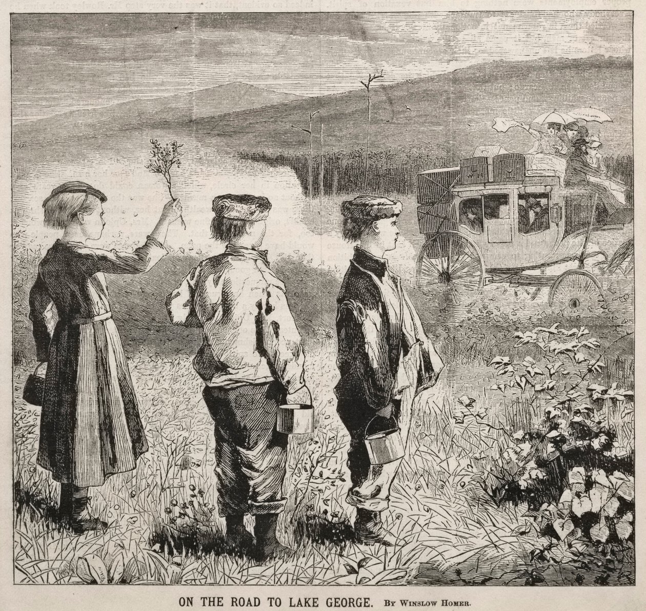 Op de weg naar Lake George door Winslow Homer
