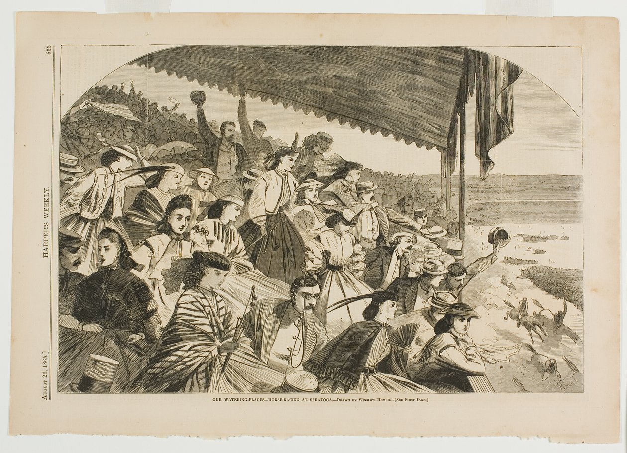 Onze drinkplaatsen - Paardenrennen op Saratoga door Winslow Homer