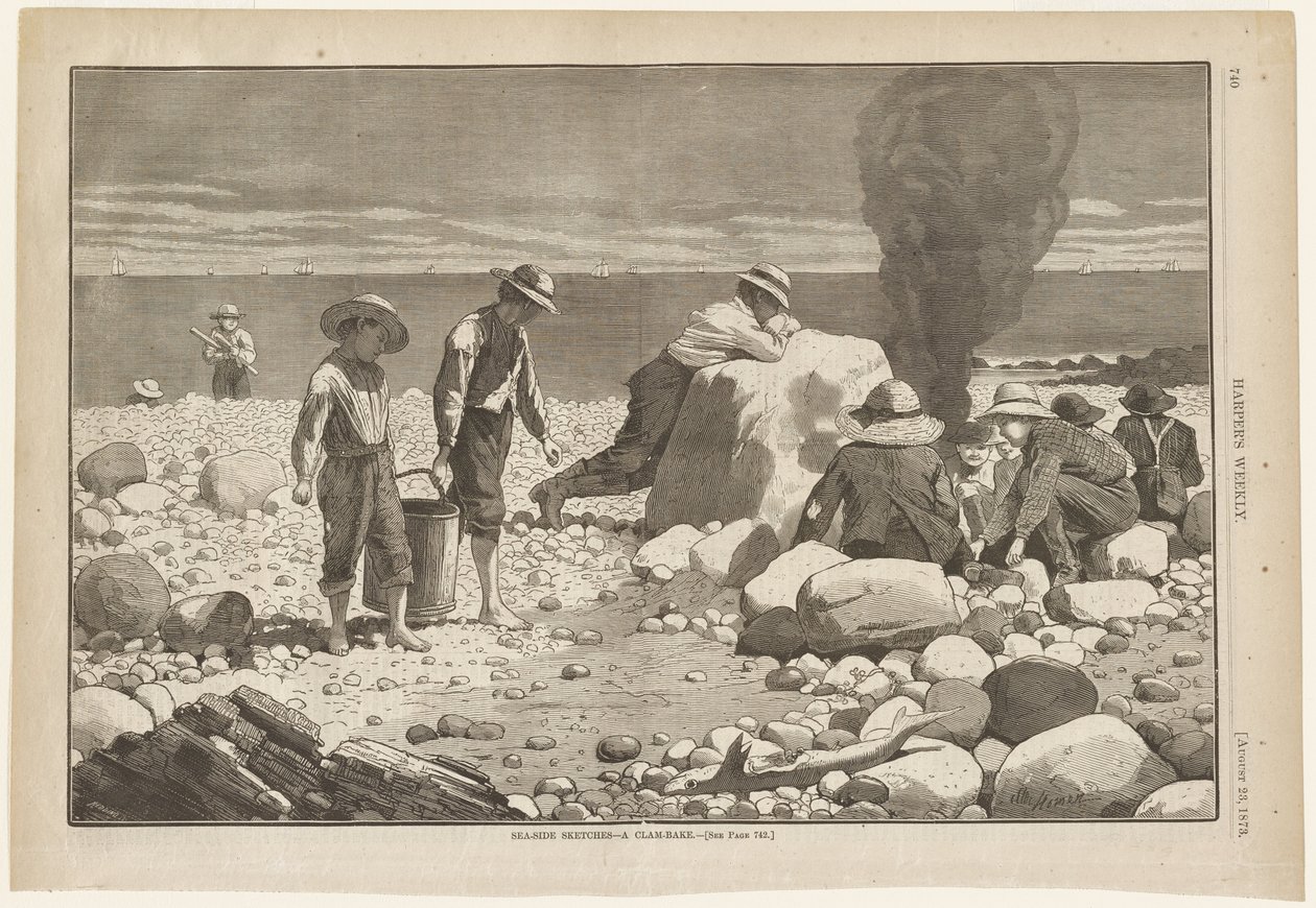 Schetsen aan zee – Een schelpdierfeest door Winslow Homer