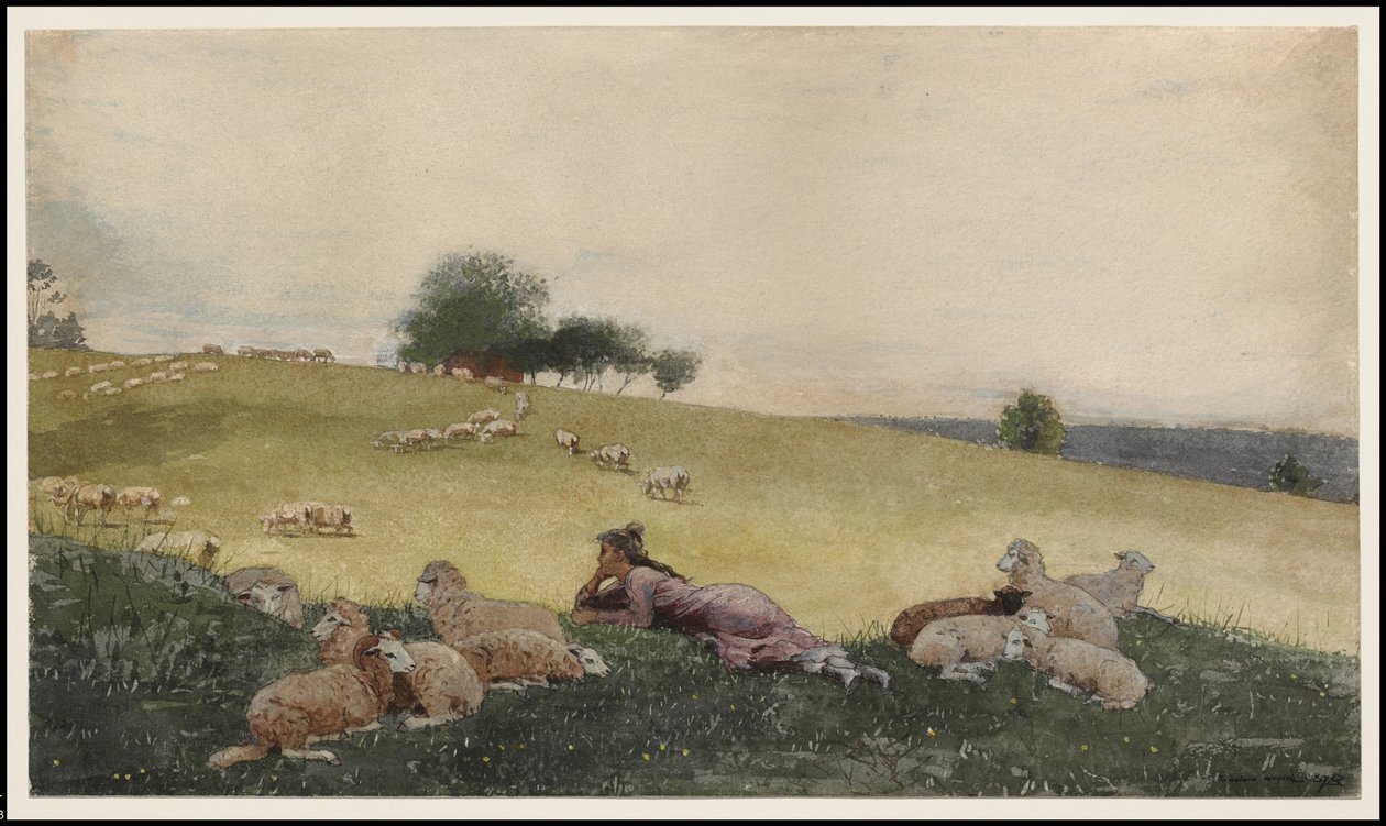 Herderin van Houghton Farm, 1878 door Winslow Homer