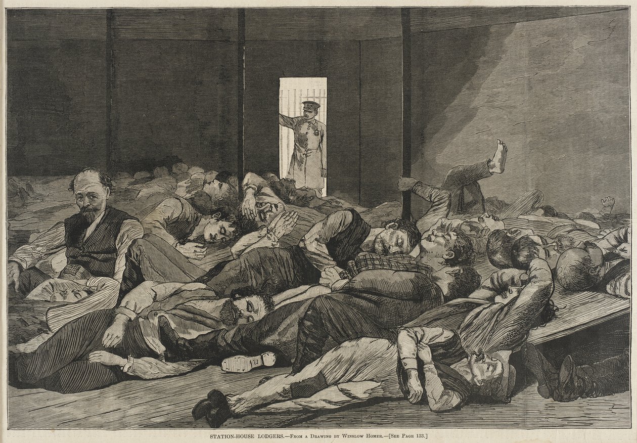 Kostgangers in het stationshuis door Winslow Homer