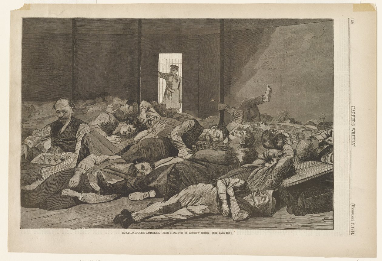 Kostgangers in het stationshuis door Winslow Homer