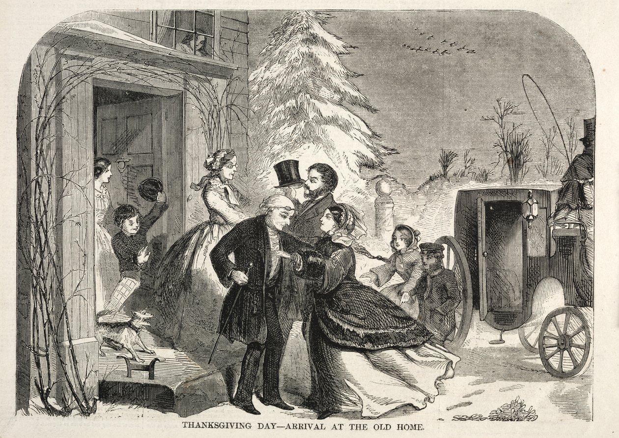 Thanksgiving - Aankomst bij het oude huis door Winslow Homer