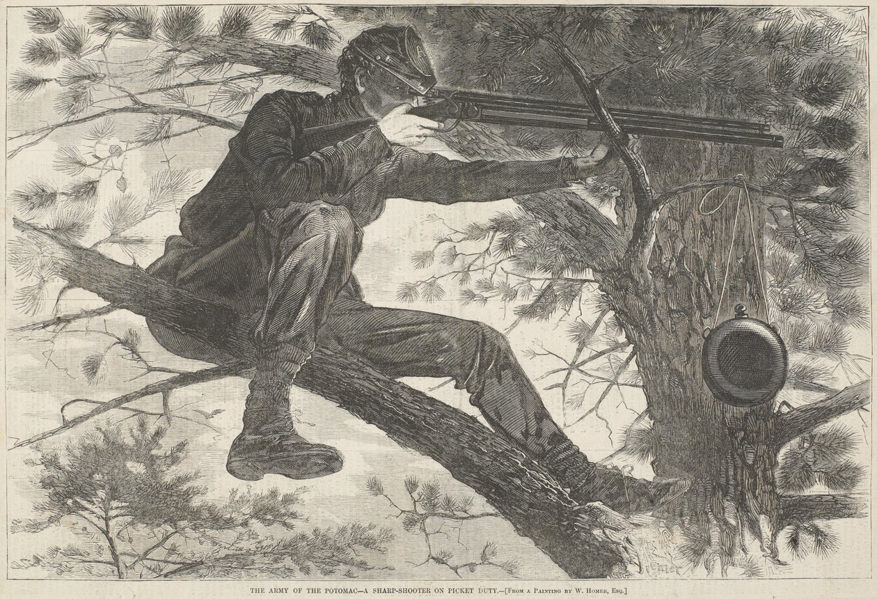 Het leger van de Potomac - Een scherpschutter op wacht, 15 november 1862 door Winslow Homer